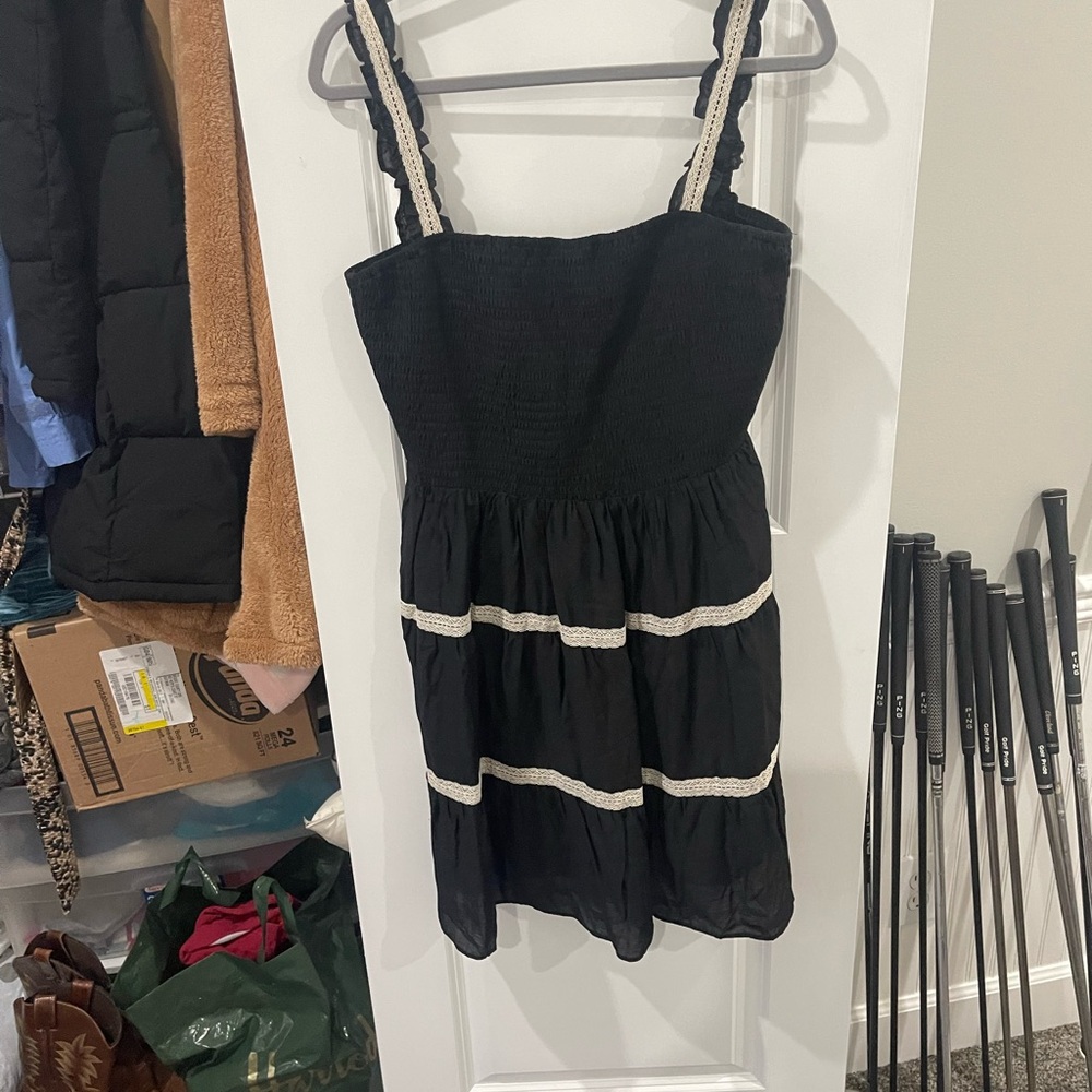 Anniewear Black Shimmer Smocked Mini Dress